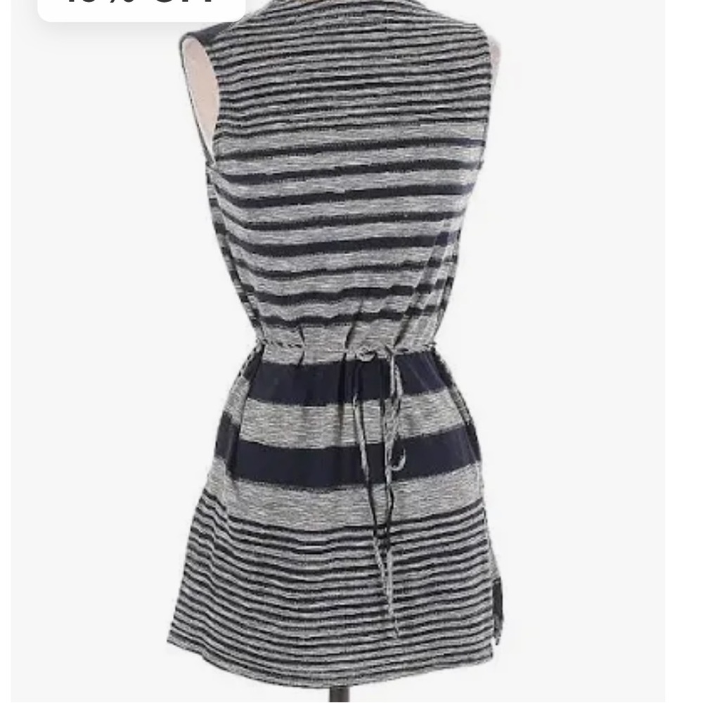 Left Coast by Dolan Women’s XS Mock Navy Gray striped Sleeveless Mini Dress